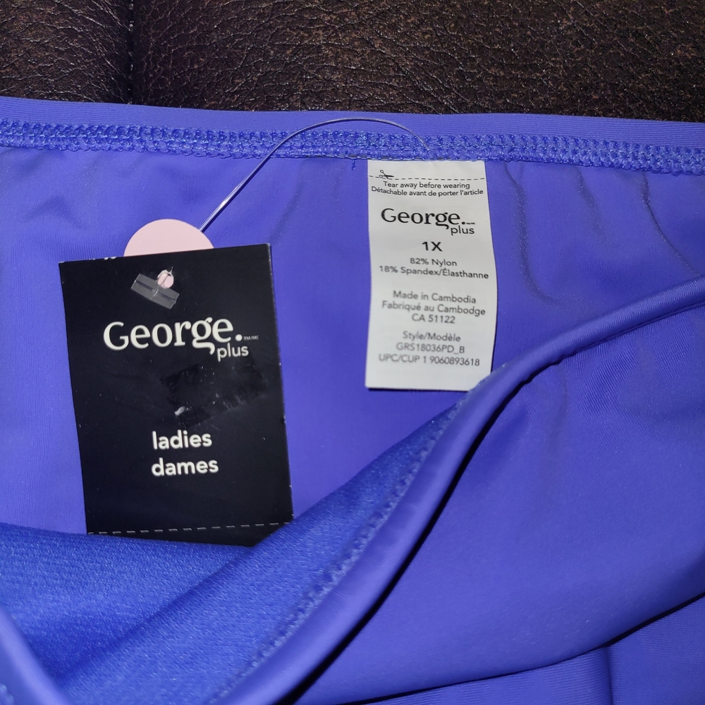 Plus Size Blue Swim Skirt Bikini Bottom George High Waist NWT 1X 2X 3X - Picture 3 of 3